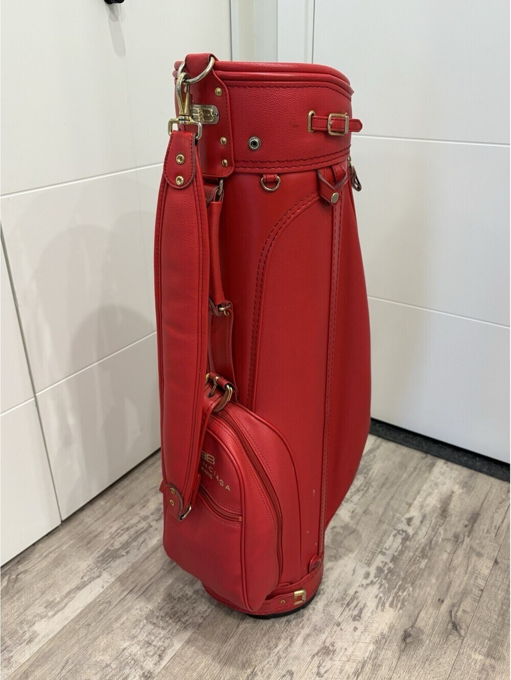 BALENCIAGA PARIS Red Club Golf Bag Carry Bag Range High Grade Leather Luxury